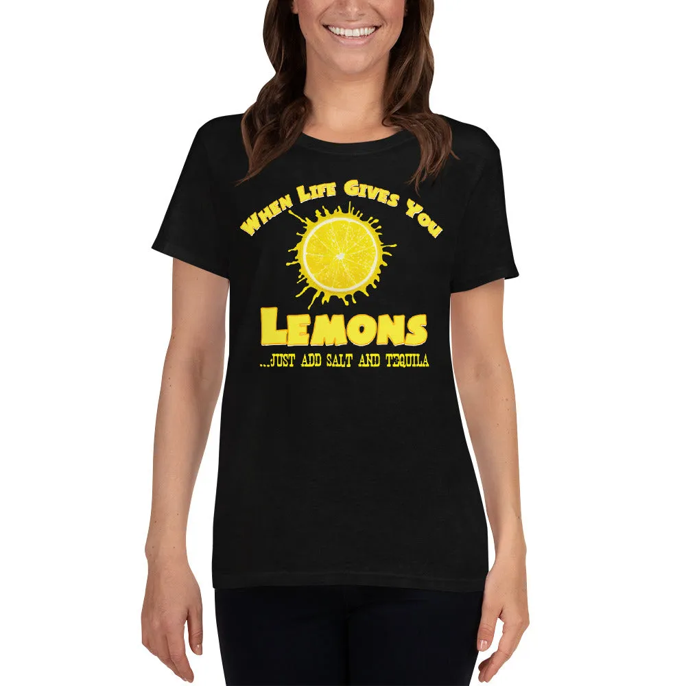 Minty Tees "When Life Gives You Lemons, I Hope It Also Gives You Salt And Tequila" Women's Short Sleeve T-Shirt