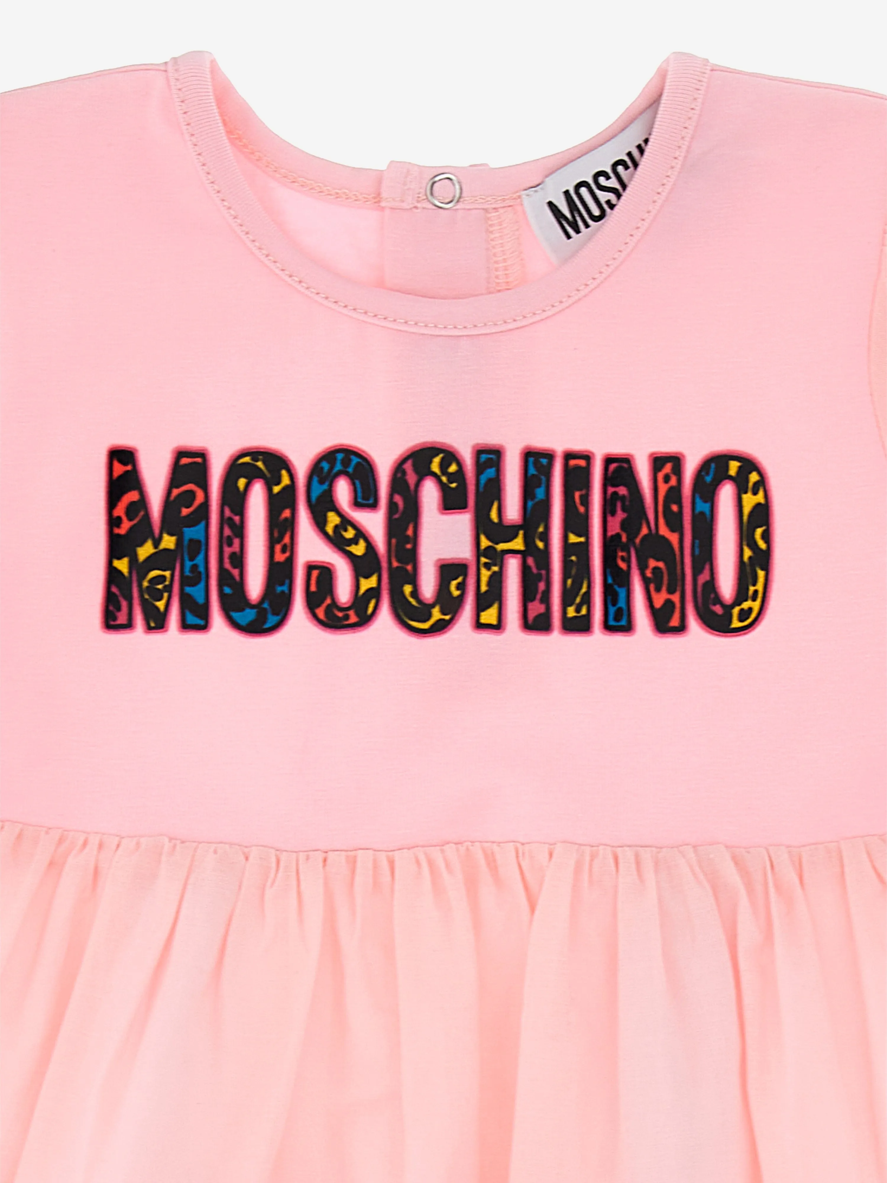 Moschino Baby Girls Animal Print Logo Dress in Pink