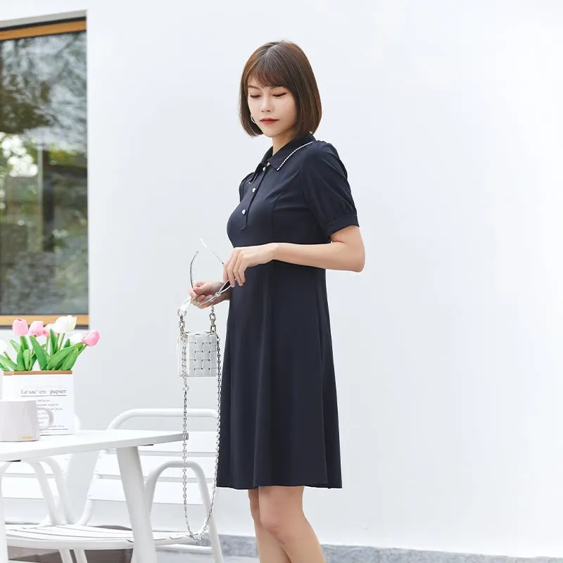 Navy Blue Knitted Slim Midi Dress