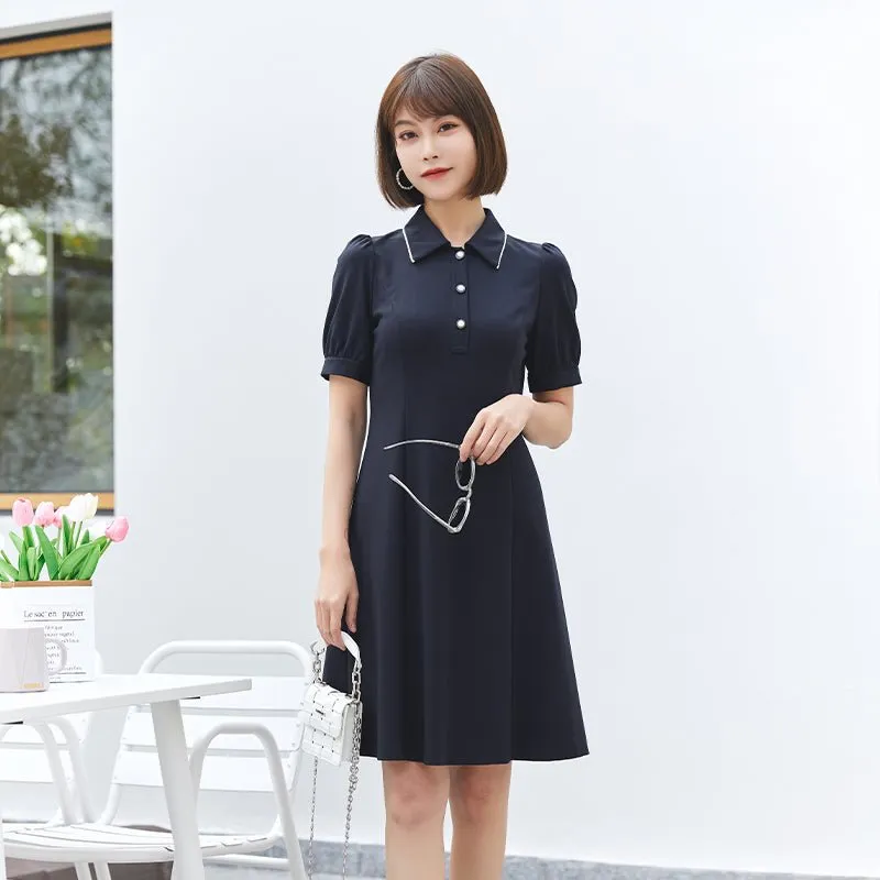 Navy Blue Knitted Slim Midi Dress