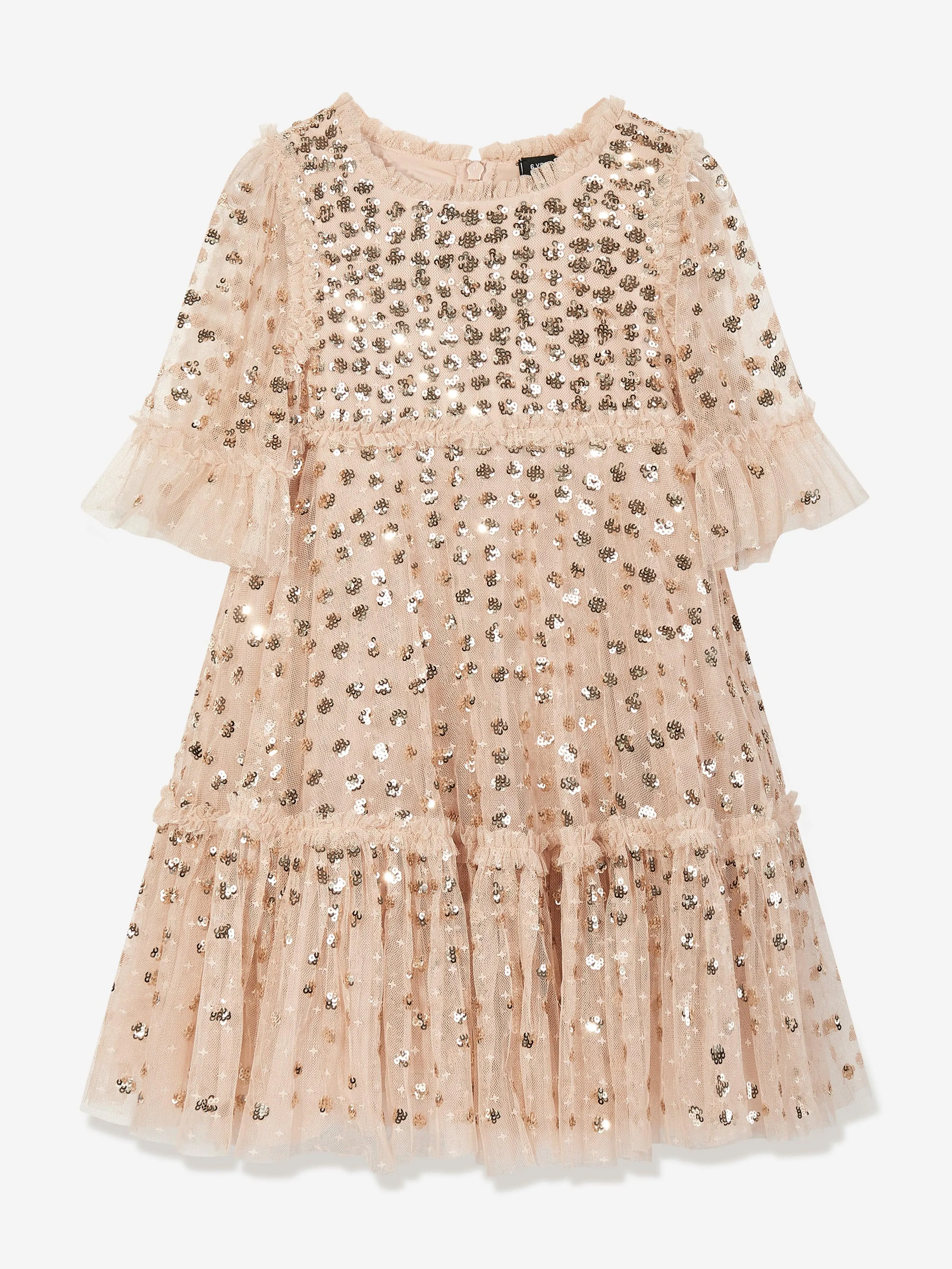 Needle & Thread Girls Raindrop Sequin Dress in Gold