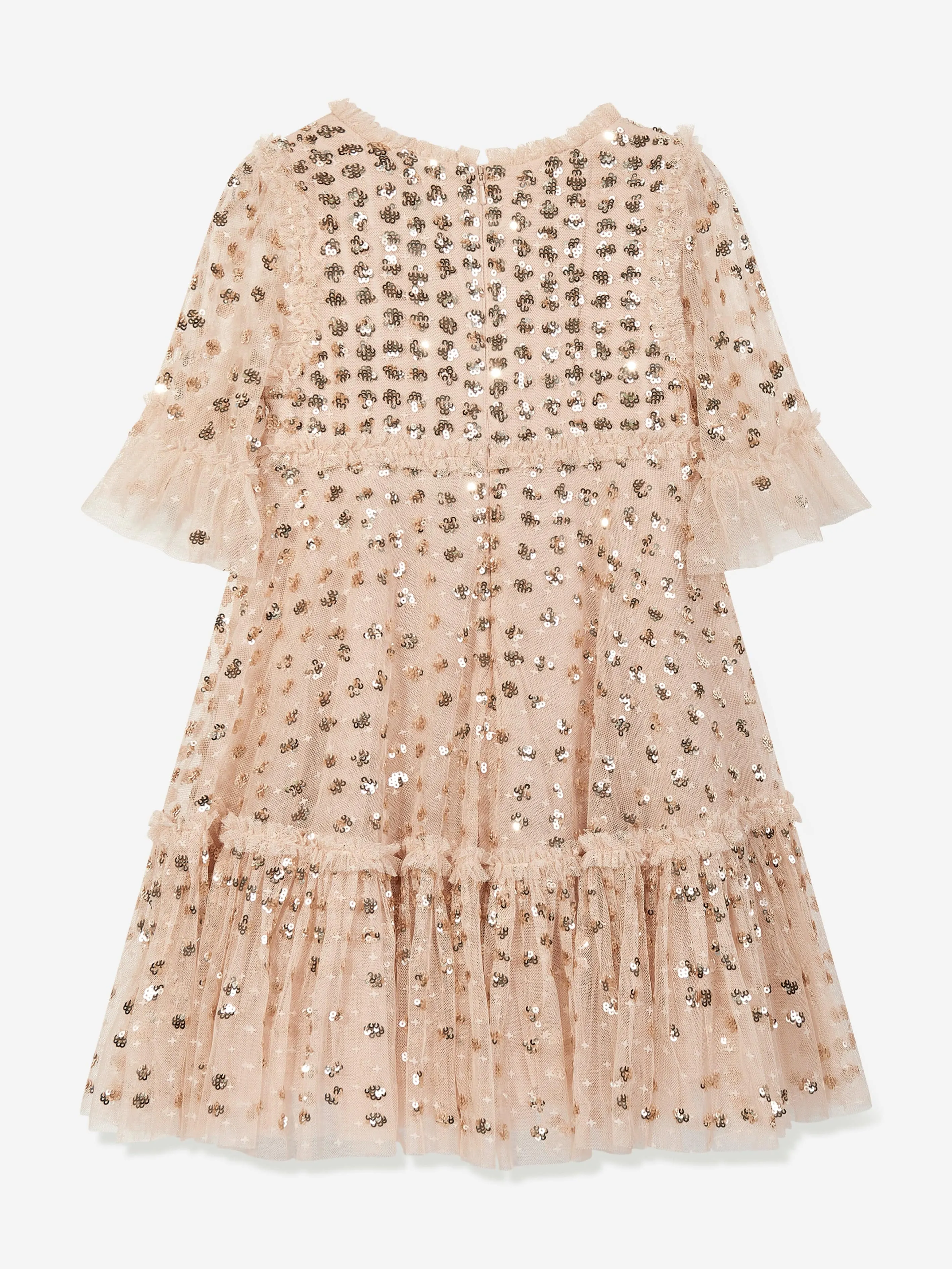 Needle & Thread Girls Raindrop Sequin Dress in Gold