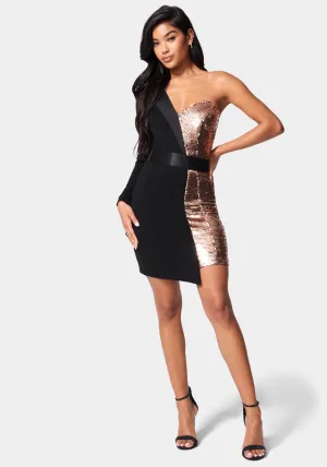 One Shoulder Sequin Blazer Dress