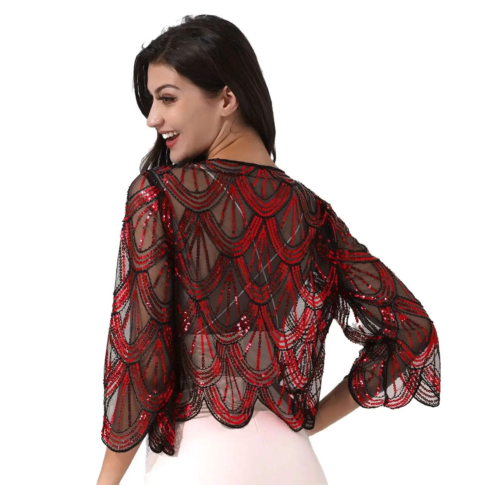 Opulent Nightfall Sequin Cape Shrug