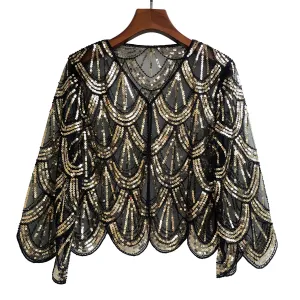 Opulent Nightfall Sequin Cape Shrug