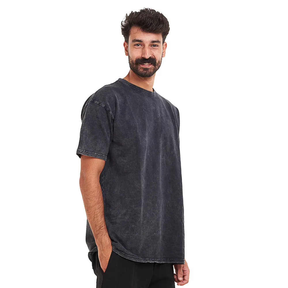 Oversized T-shirt Black Acid Washed