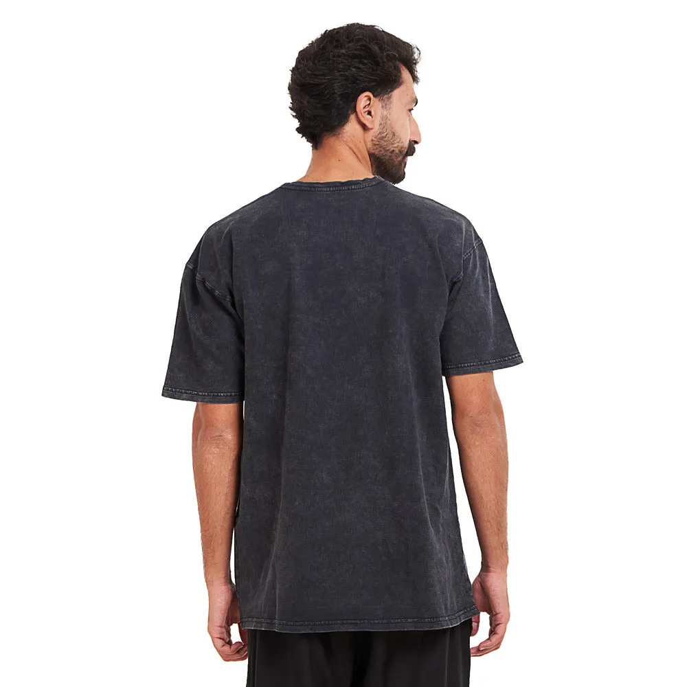 Oversized T-shirt Black Acid Washed