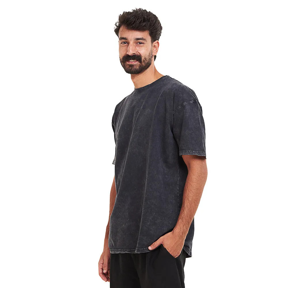 Oversized T-shirt Black Acid Washed