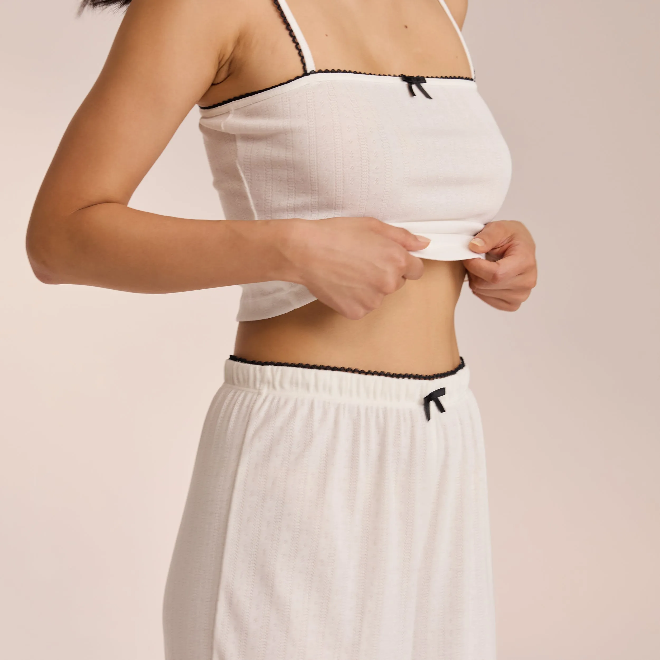 Pointelle Pyjama Bottoms - White