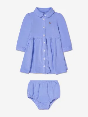 Ralph Lauren Baby Girls Long Sleeve Piqué Dress