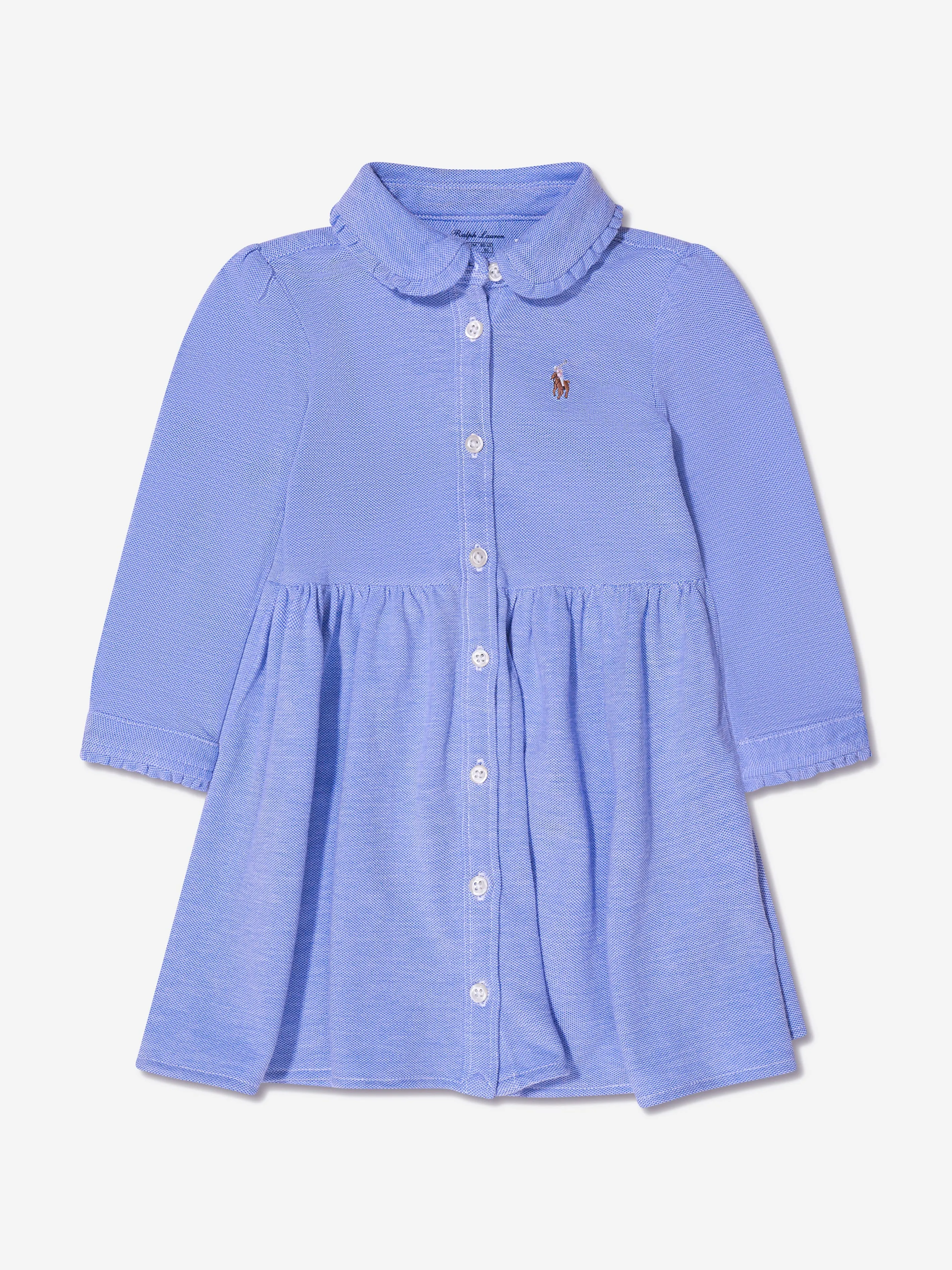 Ralph Lauren Baby Girls Long Sleeve Piqué Dress