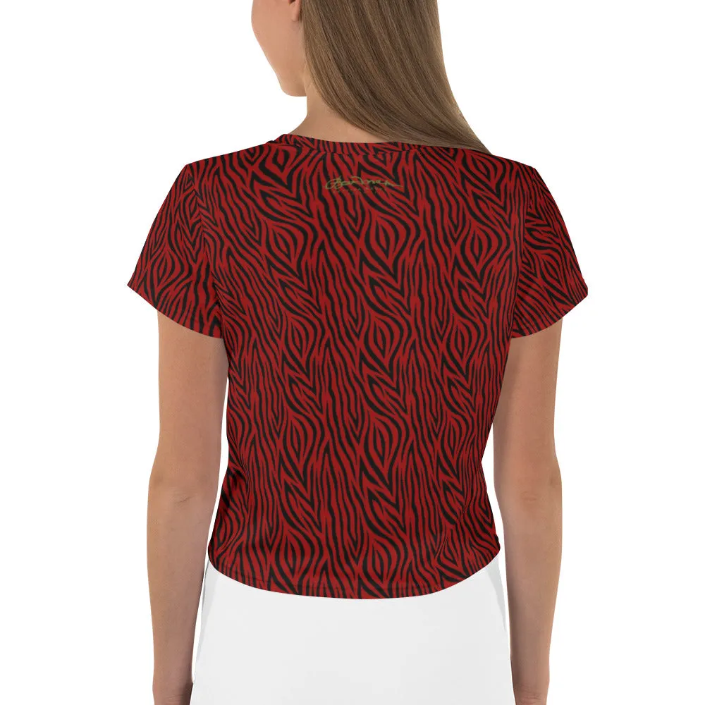 Red Zebra Print Crop Tee