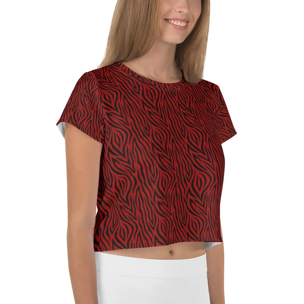 Red Zebra Print Crop Tee