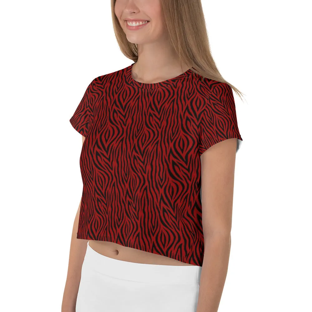 Red Zebra Print Crop Tee