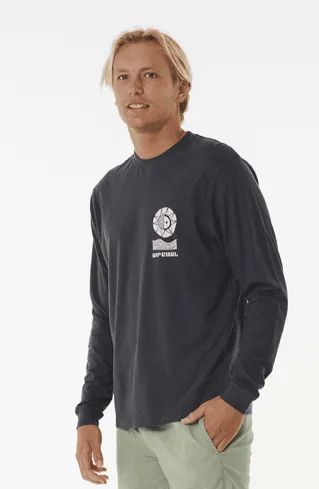 Rip Curl Salt Water Culture Lines Long Sleeve Tee Washed Black