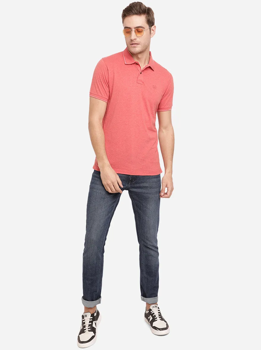 Rouge Red Solid Slim Fit Polo T-Shirt | Greenfibre