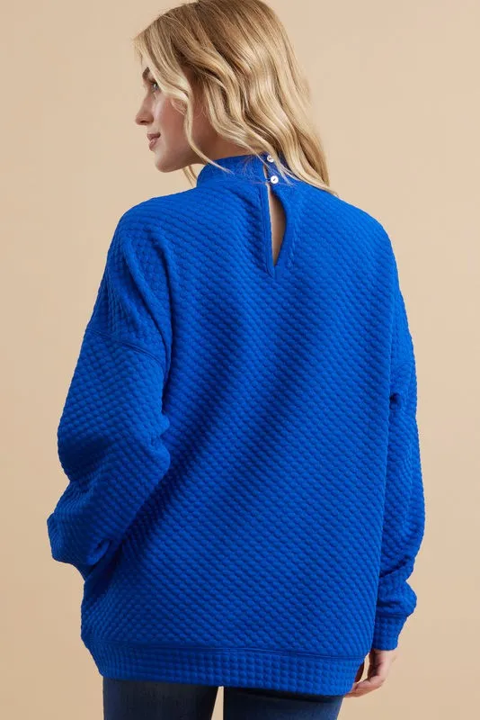 Royal Textured Mock Neck Sweatshirt