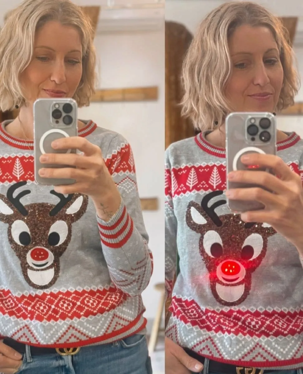 Rudolph Light Up Christmas Sweater Gray