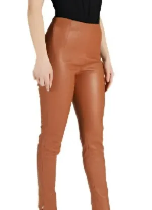 Rust Faux Leather Skinny Trousers