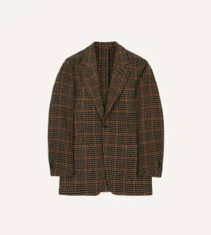 Rust Houndstooth Check Tweed Blazer