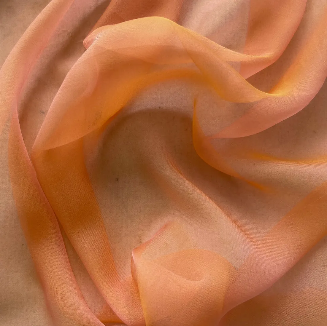 Semi-Sheer Iridescent Eat-A-Peach Silk Chiffon (Made in Italy)