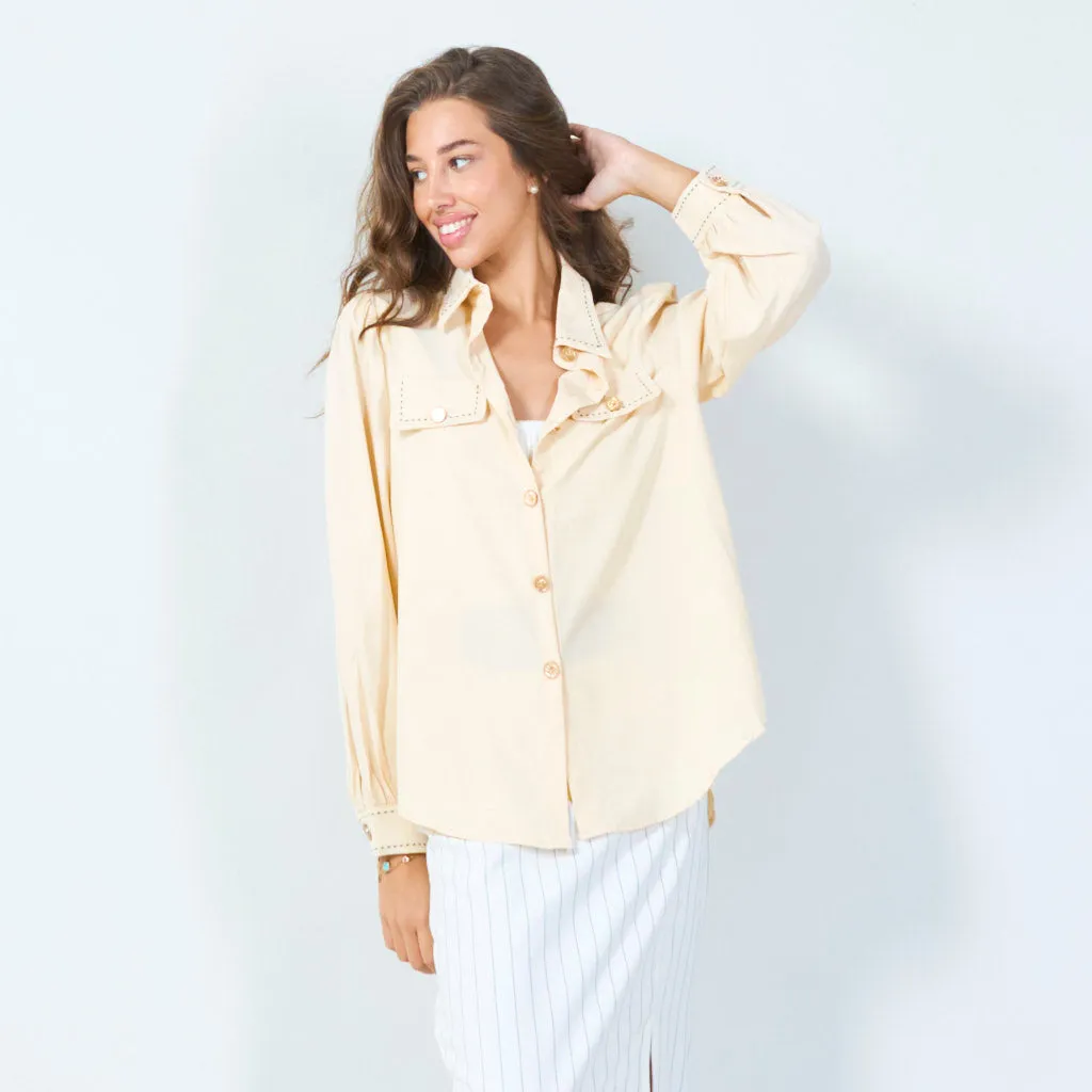 Shirt with gold colored buttons wholesale