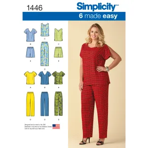 Simplicity Pattern 1446  Six Made Easy Pull on Tops and Trousers or Shorts for Plus Size