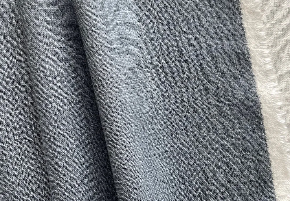 Slubby Dip-Dyed Pewter Grey Linen (Made in Italy)