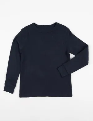 Solid Color Navy Long Sleeve T-Shirt