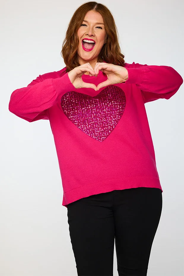 Sparkle Heart Pink Knit