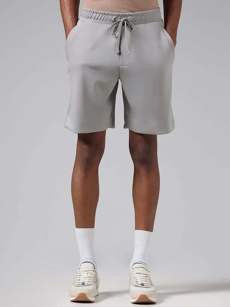 Studiofit Solid Grey Relaxed-Fit Mid-Rise Running Shorts