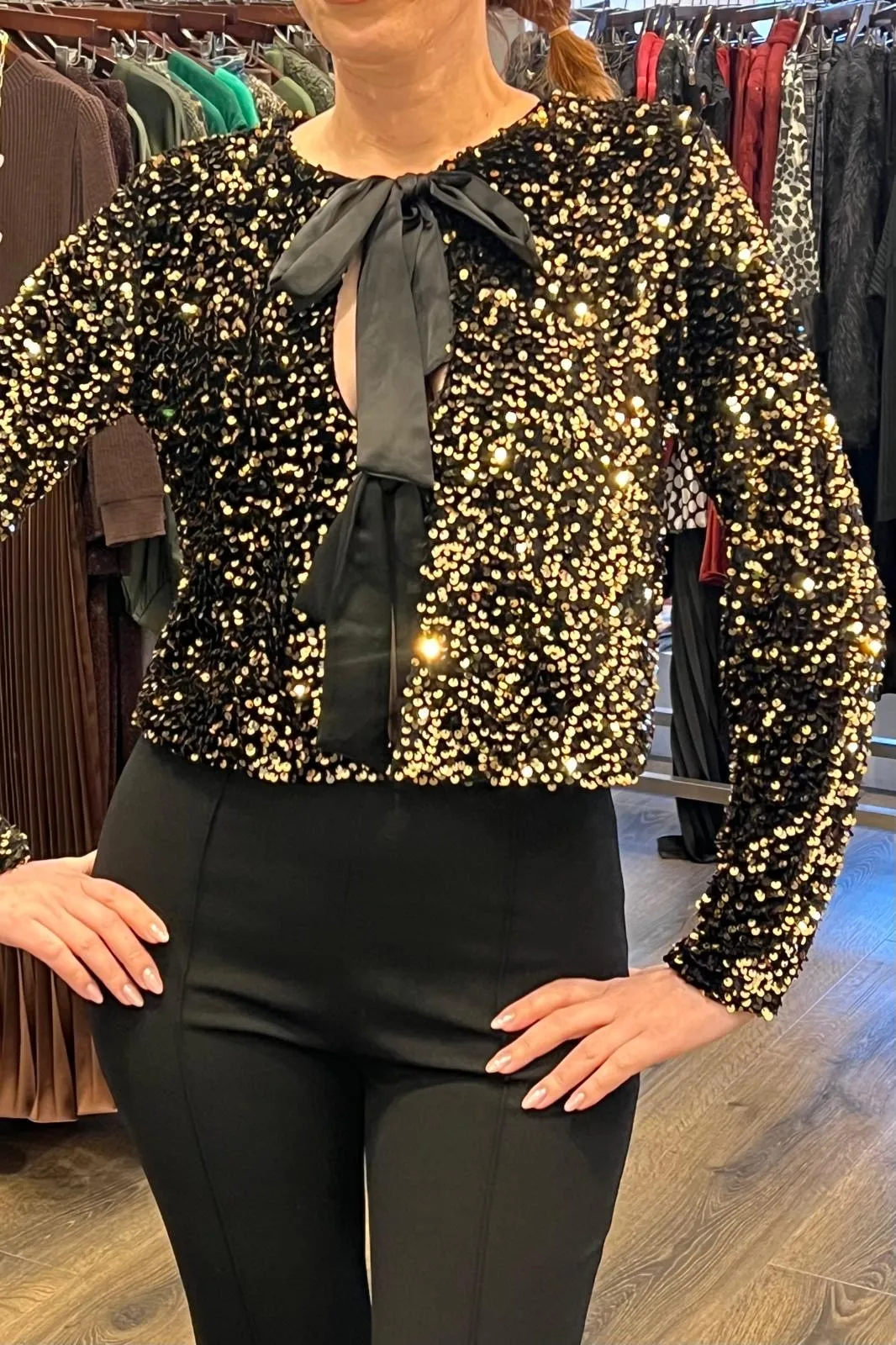 Tie Front Sequin Jacket