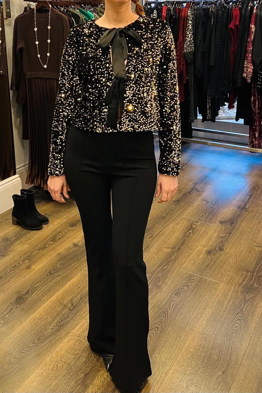 Tie Front Sequin Jacket