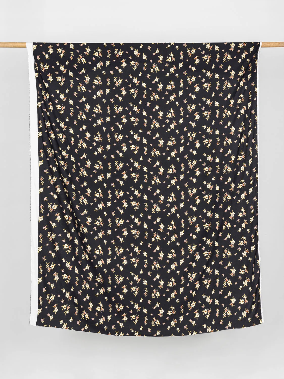 Timeless Floral Print EcoVero Viscose Crepe - Black   Cream   Rose   Green - Swatch