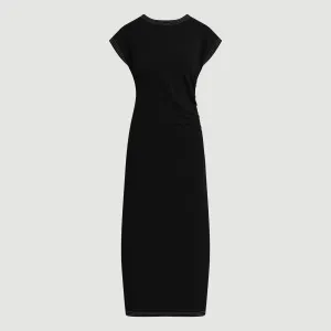 Vela Contrast-Stitch Ruched-Waist Dress (Petite)