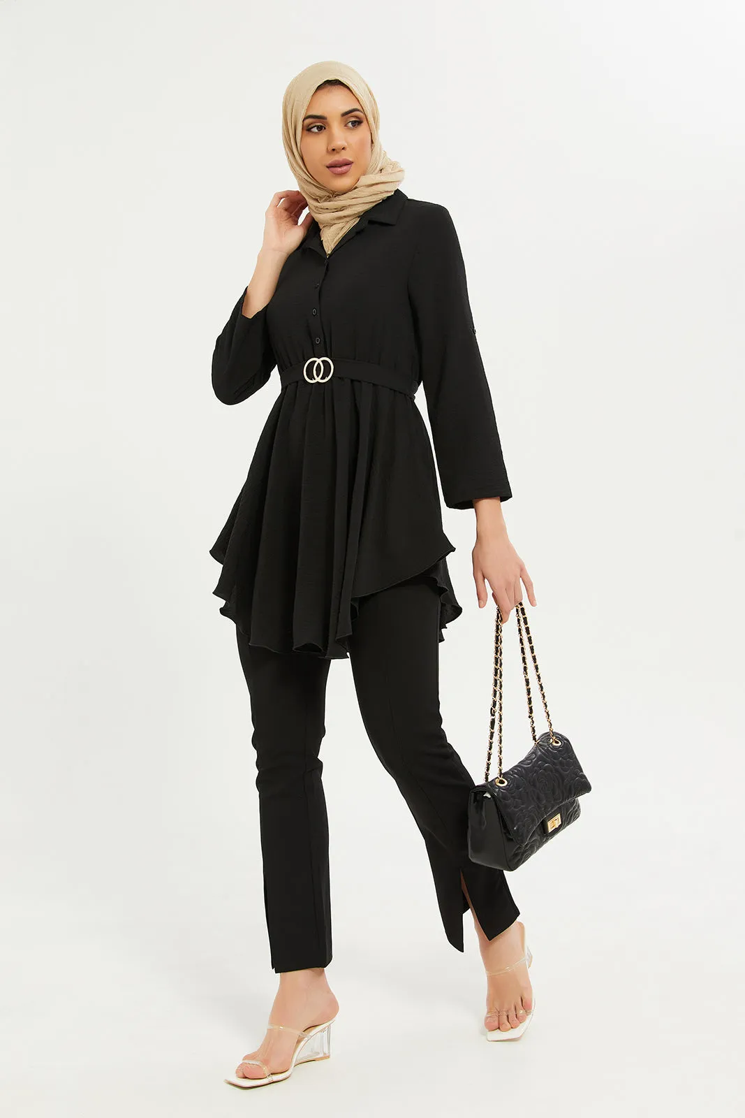 Women Black With Metal Trim Blouse