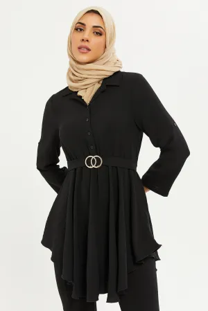 Women Black With Metal Trim Blouse