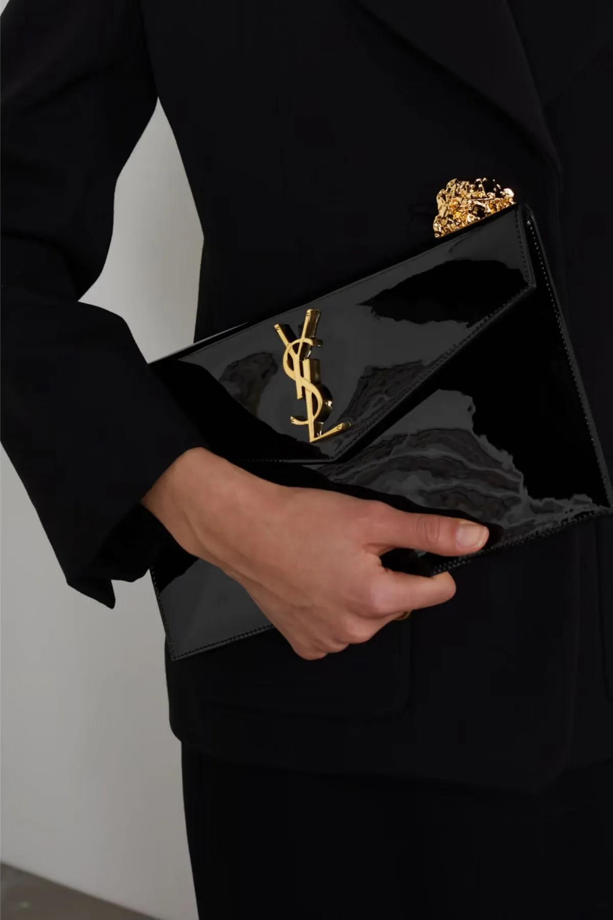 YSL Uptown Clutch Bag (Black)