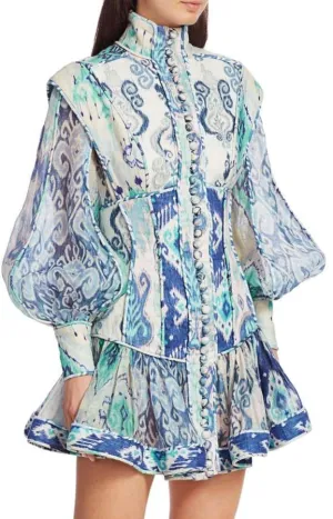 ZIMMERMANN Glassy Long-Sleeve Mini Dress - RRP $1,500